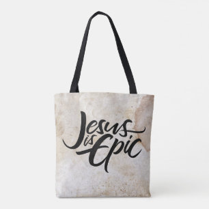 Jesus is Epic Lettering Religious Calligraphy Tote Bag