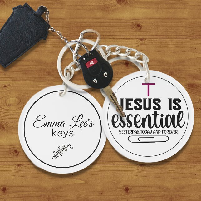 Jesus Is Essential Christian Quote Custom Keychain (Creator Uploaded)