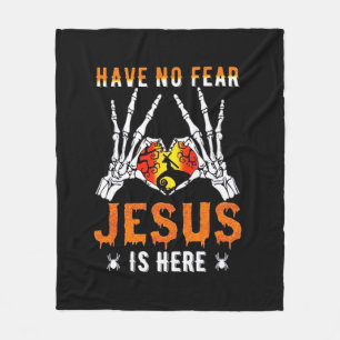 Jesus Is Heart Skeleton Hand  Fleece Blanket