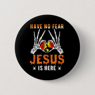 Jesus Is Heart Skeleton Hand Minimal Design Button