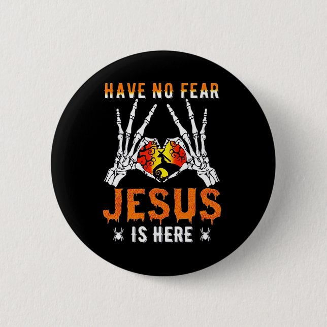 Jesus Is Heart Skeleton Hand Minimal Design Button (Front)