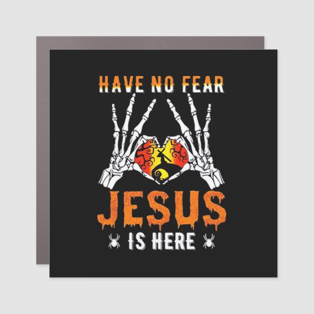 Jesus Is Heart Skeleton Hand Minimal Design Car Magnet (Front)