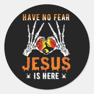 Jesus Is Heart Skeleton Hand Minimal Design Classic Round Sticker
