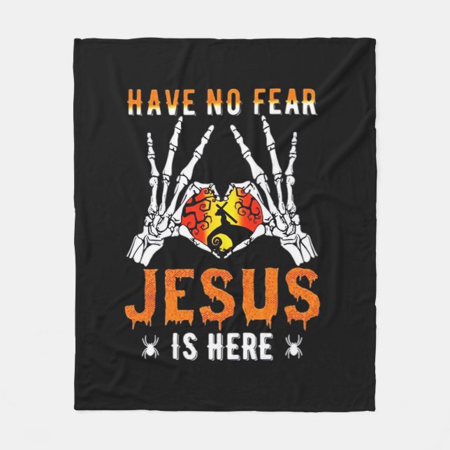 Jesus Is Heart Skeleton Hand Minimal Design Fleece Blanket (Front)