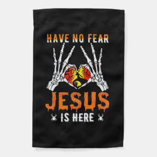 Jesus Is Heart Skeleton Hand Minimal Design Garden Flag