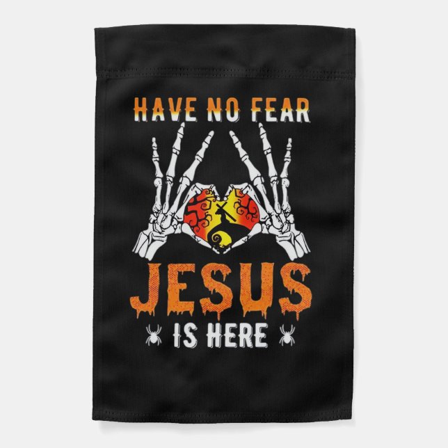 Jesus Is Heart Skeleton Hand Minimal Design Garden Flag (Front)