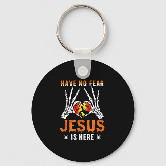 Jesus Is Heart Skeleton Hand Minimal Design Keychain (Front)
