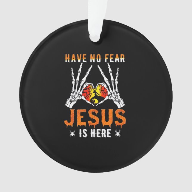 Jesus Is Heart Skeleton Hand Minimal Design Ornament (Front)