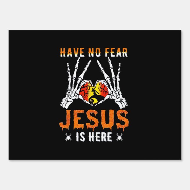 Jesus Is Heart Skeleton Hand Minimal Design Sign (Front)