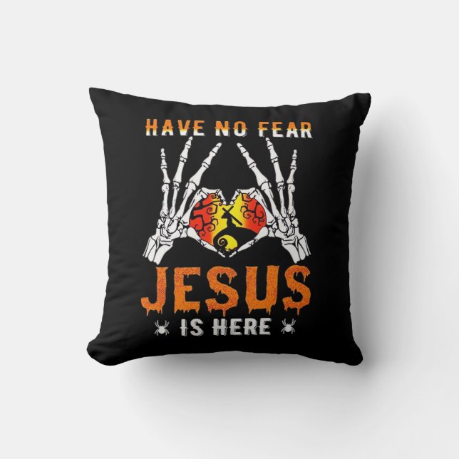 Jesus Is Heart Skeleton Hand Minimal Design Throw Pillow (Front)