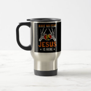 Jesus Is Heart Skeleton Hand Minimal Design Travel Mug