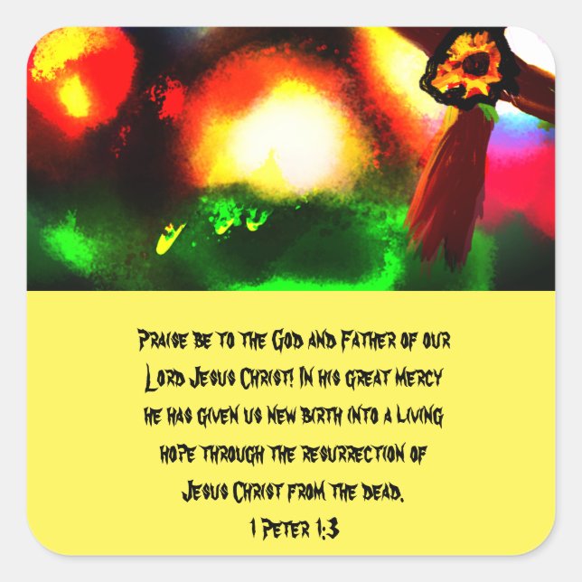 Jesus is here  wooden box sign square paper coaste square sticker (Front)