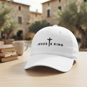 Jesus Is King Black Text Hat