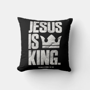 Jesus Is King Christian Bible Scripture Quote Pull Throw Pillow