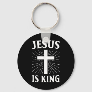 Jesus Is King Christian Faith Cross  Keychain