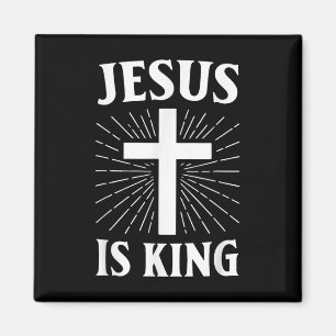Jesus Is King Christian Faith Cross Magnet