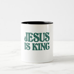 Jesus is King Christian Quote Two-Tone Coffee Mug