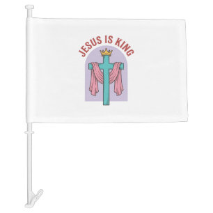 Jesus Is King Cross Crown Vintage Christian T-Shir Car Flag