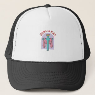 Jesus Is King Cross Crown Vintage Christian T-Shir Trucker Hat