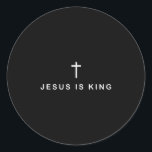 Jesus Is King Cross Subtle Christian Minimal Relig Classic Round Sticker<br><div class="desc">Jesus Is King Cross Subtle Christian Minimal Religious Faith</div>