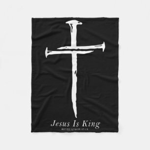 Jesus Is King Funny Cross Nails Christian Fleece Blanket