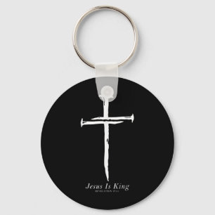 Jesus Is King Funny Cross Nails Christian Keychain