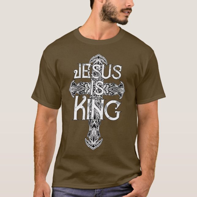 Jesus is King Holy Scripture Christ Cristo Rey T-Shirt (Front)