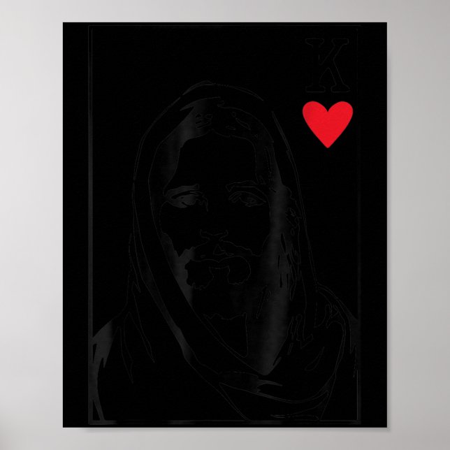 Jesus Is King Jesus King Of Hearts Card Christian  Poster (Front)