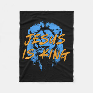 Jesus Is King Lion Of Judah Design Faith Tee Fleece Blanket