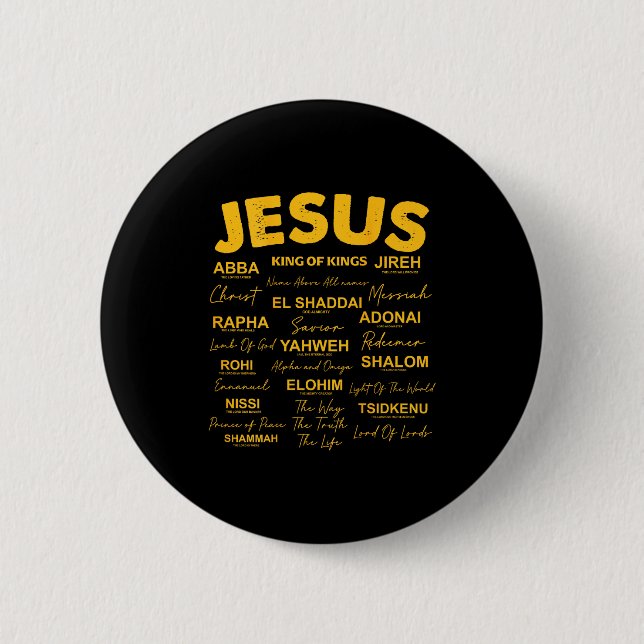 Jesus Is King Names Of God Hebrew Jesus Christian  Button (Front)