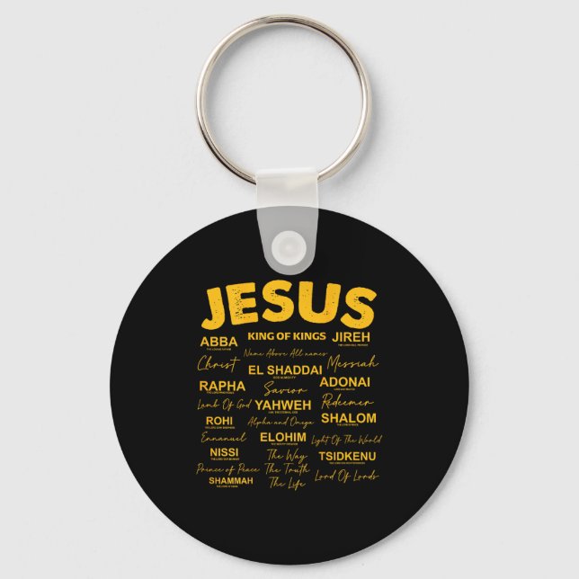 Jesus Is King Names Of God Hebrew Jesus Christian  Keychain (Front)