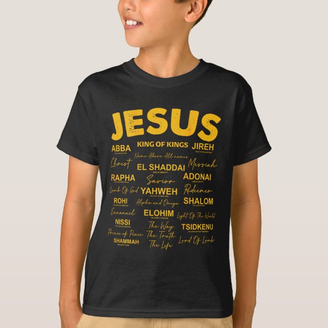 Jesus Is King Names Of God Hebrew Jesus Christian  T-Shirt (Front)