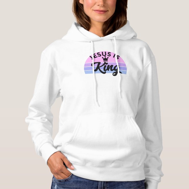 Jesus Is King - Retro Sunset Christian Hoodie (Front)