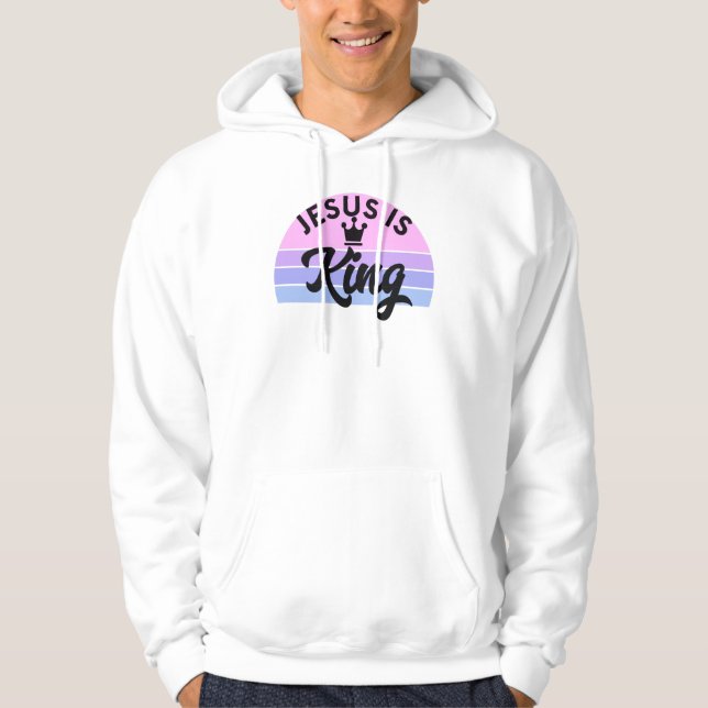 Jesus Is King - Retro Sunset Christian Hoodie (Front)