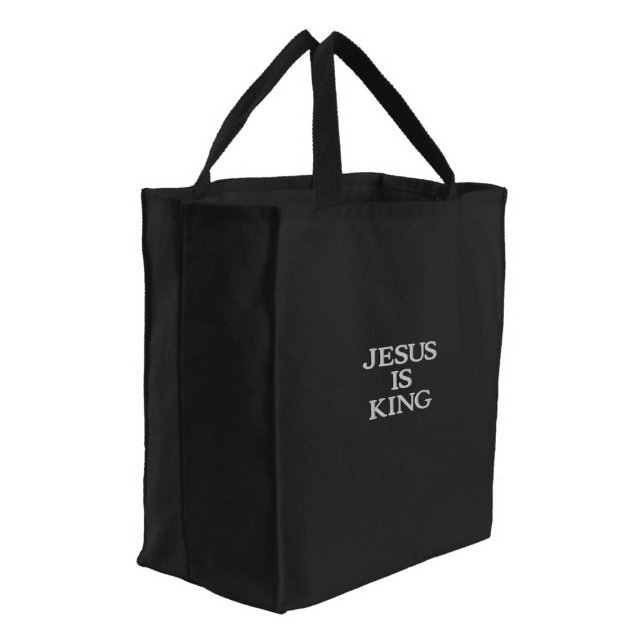 Jesus Is King Revelation 17:14 Christian  Embroidered Tote Bag (Jesus Is King Revelation 17:14 Christian Embroidered Tote Bag)