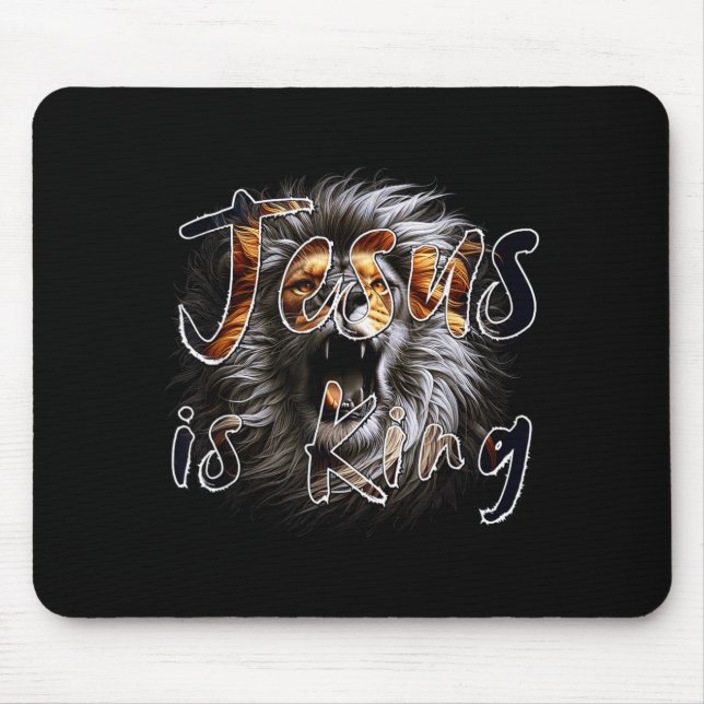 Jesus Is King, The Lion Of Judah Striking Christia Mouse Pad (Front)