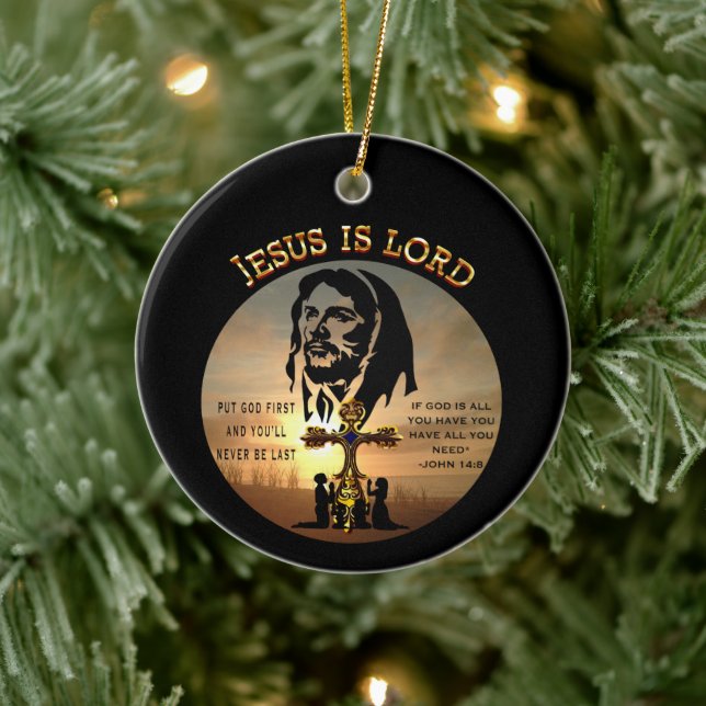 Jesus Is Lord Ceramic Ornament (Tree)