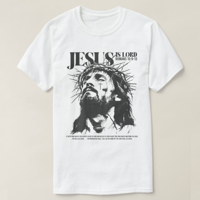 Jesus Is Lord Christian Bible Verse Tee (Design Front)