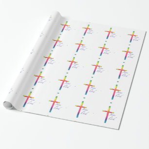 Jesus is Lord-Colorful Mosaic Cross Wrapping Paper