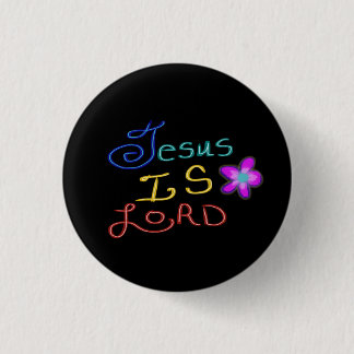 Jesus is LORD Colorful Script Black Button
