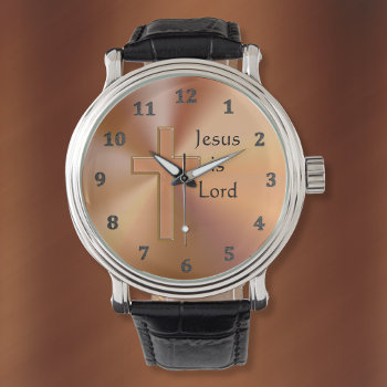 Jesus Is Lord Cross Watches For Men Personalized by LittleLindaPinda at Zazzle