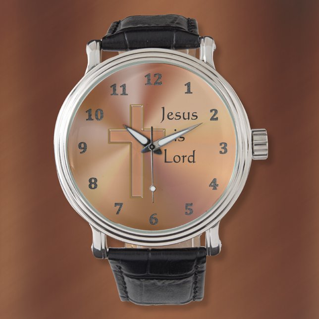 Jesus is Lord Cross Watches for Men Personalized (Jesus is Lord, Christian Watches for men and women. Gift Ideas for Pastors. Birthday gift for Pastor)