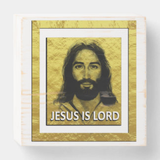 Jesus Is Lord Gold and White Design Wooden Box Sign