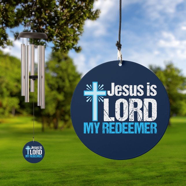 Jesus is Lord My Redeemer Christian Cross Wind Chime (Outdoor)