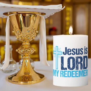 Jesus is Lord My Redeemer Christian Prayer Pillar Candle