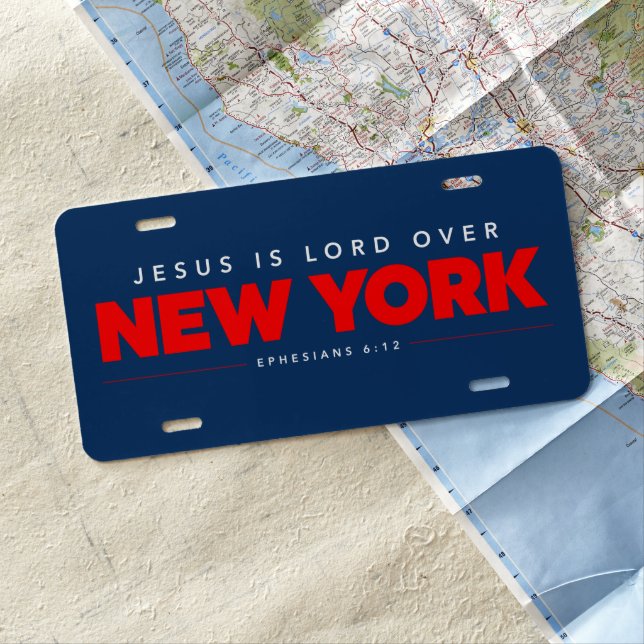 Jesus Is Lord over NY license Plate (In Situ)