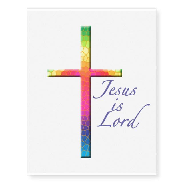 Jesus is Lord-Rainbow Cross Temporary Tattoos (Front)