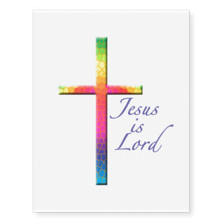 Jesus is Lord-Rainbow Cross Temporary Tattoos