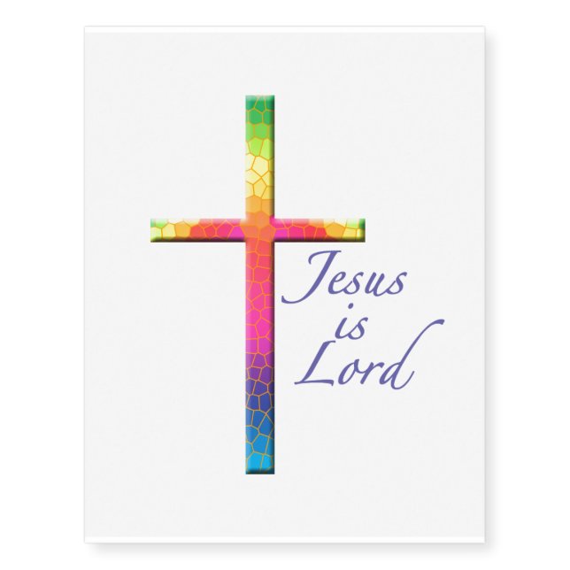 Jesus is Lord-Rainbow Cross Temporary Tattoos (Front)