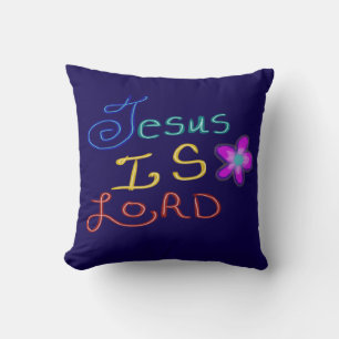 Jesus is LORD with Pink Flower Throw Pillow
